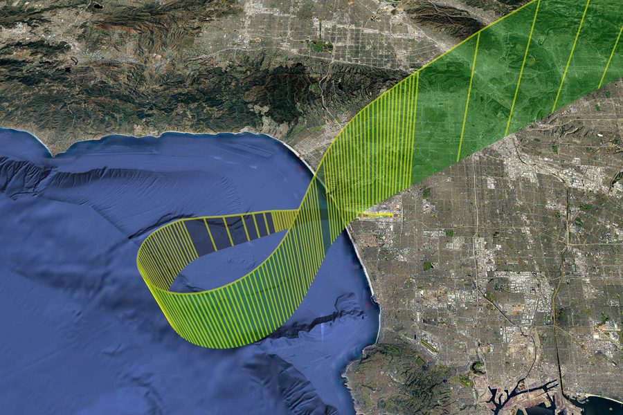 A pyfr24 plot tracing a single flight path