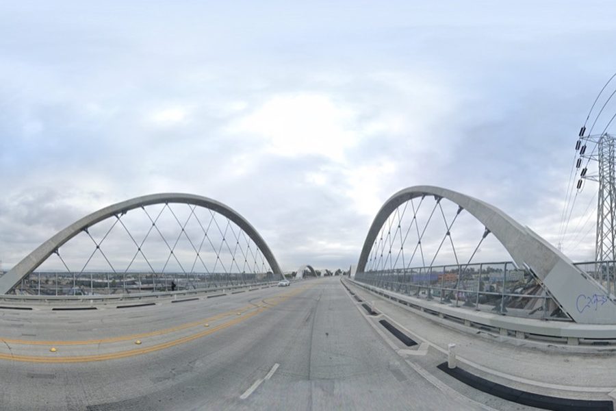 Street View panorama of the Sixth Street Viaduct in Los Angeles